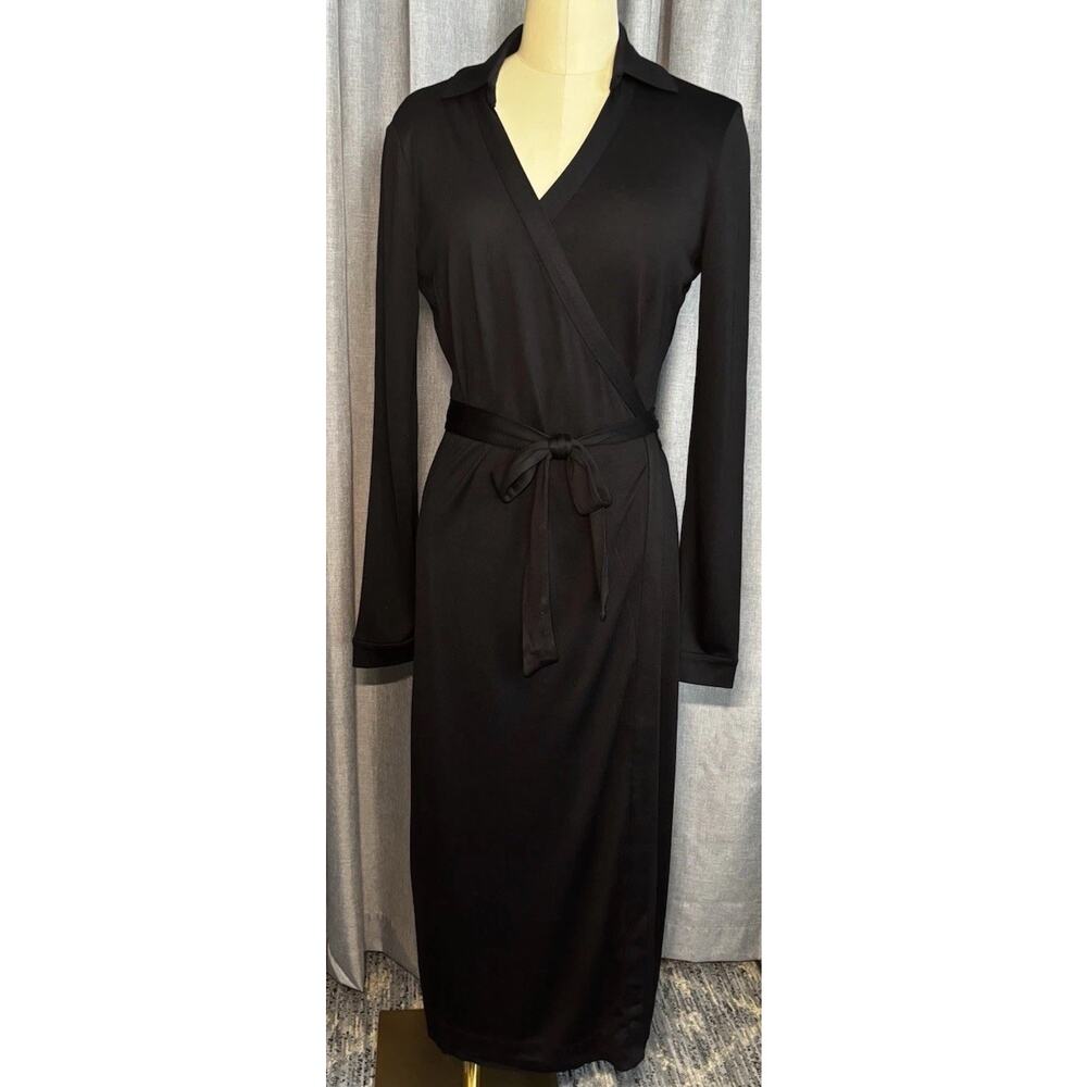 NWT QUINCE 100% SILK JERSEY MIDI WRAP DRESS Size Small Black MSRP $150 - Picture 14 of 16